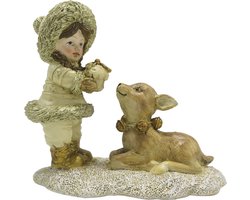 Clayre & Eef Beeld Kind 12 cm Goudkleurig Polyresin