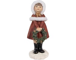 Clayre & Eef Beeld Kind 13 cm Rood Polyresin