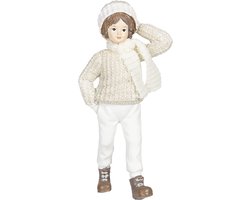 Clayre & Eef Beeld  Kind 8x4x17 cm Wit Kunststof Woonaccessoires beeld decoratie  Decoratieve Accessoires