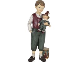 Clayre & Eef Beeld Kind 9x7x21 cm Groen Rood Polyresin Woonaccessoires