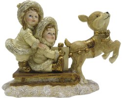 Clayre & Eef Beeld Kinderen 12 cm Goudkleurig Polyresin