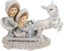 Clayre & Eef Beeld Kinderen 12 cm Grijs Polyresin