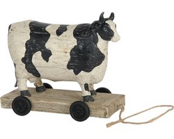 Clayre & Eef Beeld Koe 14x7x12 cm Wit Zwart Polyresin Woonaccessoires