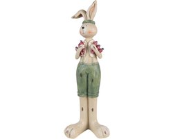 Clayre & Eef Beeld Konijn 11x10x33 cm Groen Polyresin Woonaccessoires
