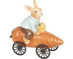 Clayre & Eef Beeld Konijn 12x6x11 cm Oranje Kunststof Woonaccessoires beeld decoratie Paashaas