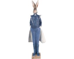 Clayre & Eef Beeld Konijn 14x10x44 cm Blauw Polyresin Woonaccessoires