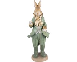 Clayre & Eef Beeld Konijn 17x15x40 cm Groen Polyresin Woonaccessoires