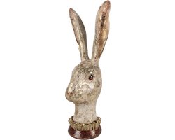 Clayre & Eef Beeld Konijn 28 cm Wit Goudkleurig Polyresin Paasdecoratie