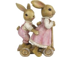 Clayre & Eef Beeld Konijn 8x4x11 cm Roze Polyresin Woonaccessoires