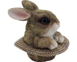 Clayre & Eef Beeld Konijn 9x9x9 cm Bruin Polyresin Woonaccessoires