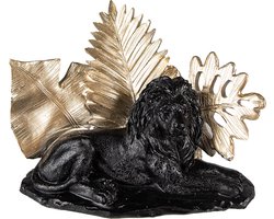 Clayre & Eef Beeld Leeuw 16 cm Zwart Goudkleurig Polyresin Woonaccessoires