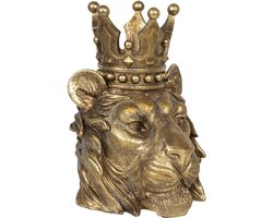 Clayre & Eef Beeld Leeuw 23x21x29 cm Goudkleurig Polyresin Woonaccessoires
