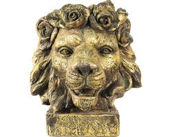 Clayre & Eef Beeld Leeuw 36x40x43 cm Goudkleurig Polyresin Woonaccessoires beeld decoratie Decoratieve Accessoires