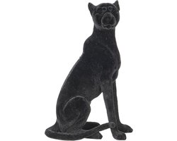 Clayre & Eef Beeld Luipaard 13x8x21 cm Zwart Polyresin Woonaccessoires