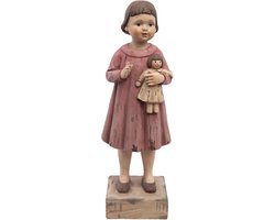 Clayre & Eef Beeld Meisje 10x8x28 cm Roze Polyresin
