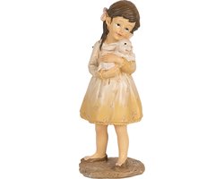 Clayre & Eef Beeld Meisje 15 cm Beige Polyresin