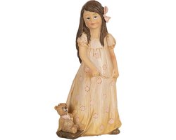 Clayre & Eef Beeld Meisje 15 cm Beige Polyresin