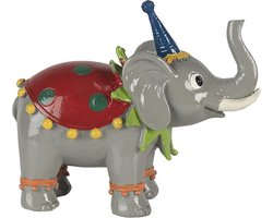 Clayre & Eef Beeld Olifant 13x6x11 cm Rood Grijs Polyresin Woonaccessoires