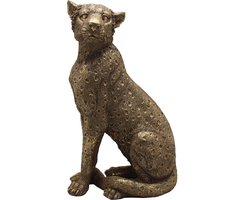 Clayre & Eef Beeld Panter 14x11x27 cm Goudkleurig Polyresin Panter Woonaccessoires