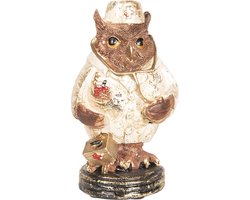 Clayre & Eef Beeld Uil 13 cm Koperkleurig Kunststof Woonaccessoires beeld decoratie Decoratieve Accessoires