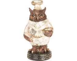 Clayre & Eef Beeld  Uil 14 cm Koperkleurig Kunststof Woonaccessoires beeld decoratie  Decoratieve Accessoires