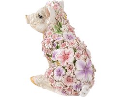 Clayre & Eef Beeld Varken 24x16x23 cm Roze Polyresin Varken Woonaccessoires