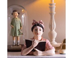 Clayre & Eef Beeld Vrouw 16x11x19 cm Beige Roze Polyresin