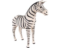 Clayre & Eef Beeld Zebra 28 cm Zwart Wit Papier Ijzer Textiel Woonaccessoires