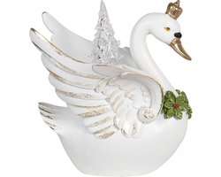 Clayre & Eef Beeld Zwaan 17x15x19 cm Wit Polyresin Woonaccessoires