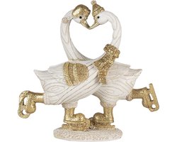 Clayre & Eef Beeld Zwaan 18x8x17 cm Wit Goudkleurig Polyresin Woonaccessoires