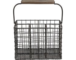 Clayre & Eef Bestekbak 22x14x15 cm Zwart Ijzer Bestekhouder
