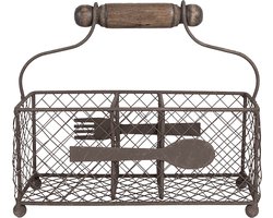 Clayre & Eef Bestekbak 25x10x12 cm Bruin Ijzer Bestekhouder