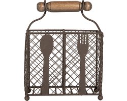 Clayre & Eef Bestekhouder 19x11x24 cm Bruin Metaal