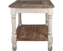 Clayre & Eef Bijzettafel 80x80x85 cm Wit Bruin Hout
