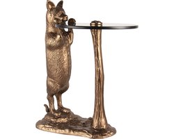 Clayre & Eef Bijzettafel Kat 51x36x30 cm Koperkleurig Zwart Aluminium