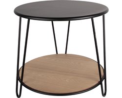Clayre & Eef Bijzettafel Ø 50x45 cm Zwart Ijzer Hout Rond