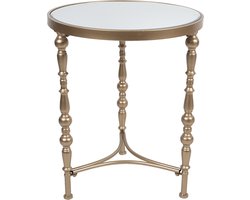 Clayre & Eef Bijzettafel Ø 50x60 cm Goudkleurig Ijzer Glas Rond
