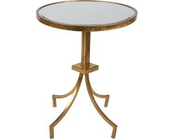 Clayre & Eef Bijzettafel Ø 50x62 cm Goudkleurig Metaal Glas Rond