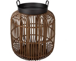 Clayre & Eef Bijzettafel Ø 51x60 cm Bruin Rotan Ijzer Rond