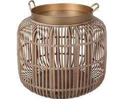 Clayre & Eef Bijzettafel Ø 60x56 cm Bruin Rotan Ijzer Rond