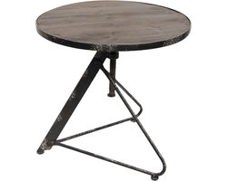 Clayre & Eef Bijzettafel Ø 61*61 cm Zwart Hout / ijzer Rond Side table
