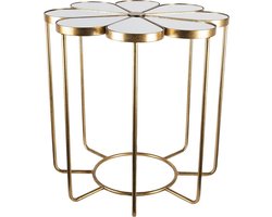 Clayre & Eef Bijzettafel Ø 62x61 cm Goudkleurig Metaal Glas