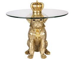 Clayre & Eef Bijzettafel Rond Hond Ø 55x55 cm Goudkleurig Kunststof