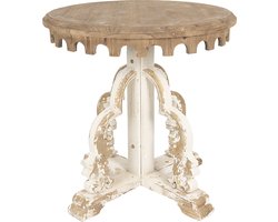 Clayre & Eef Bijzettafel Rond Ø 80x81 cm Bruin Wit Hout