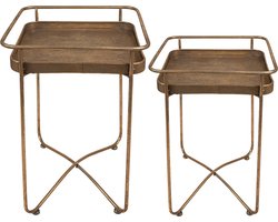 Clayre & Eef Bijzettafel Set van 2 38x38x53 cm Goudkleurig Metaal