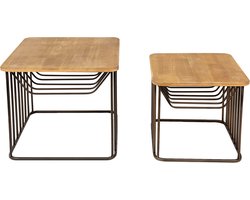 Clayre & Eef Bijzettafel Set van 2 Bruin IJzer