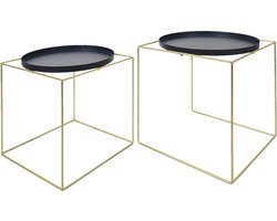 Clayre & Eef Bijzettafel Set van 2 Goudkleurig Ijzer Plantentafel