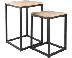 Clayre & Eef Bijzettafel Set van 2 Zwart IJzer