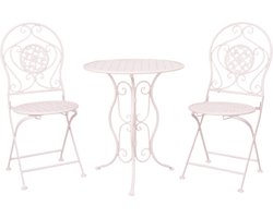 Clayre & Eef Bistroset Bistrotafel Bistrostoel 3-delig Ø 60x70 Wit IJzer