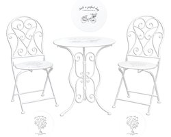Clayre & Eef Bistroset Bistrotafel Bistrostoel 3-delig Ø 60x70 Wit IJzer